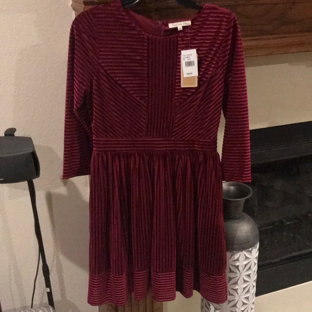 3/4 Sleeve Velvet Swing Dress